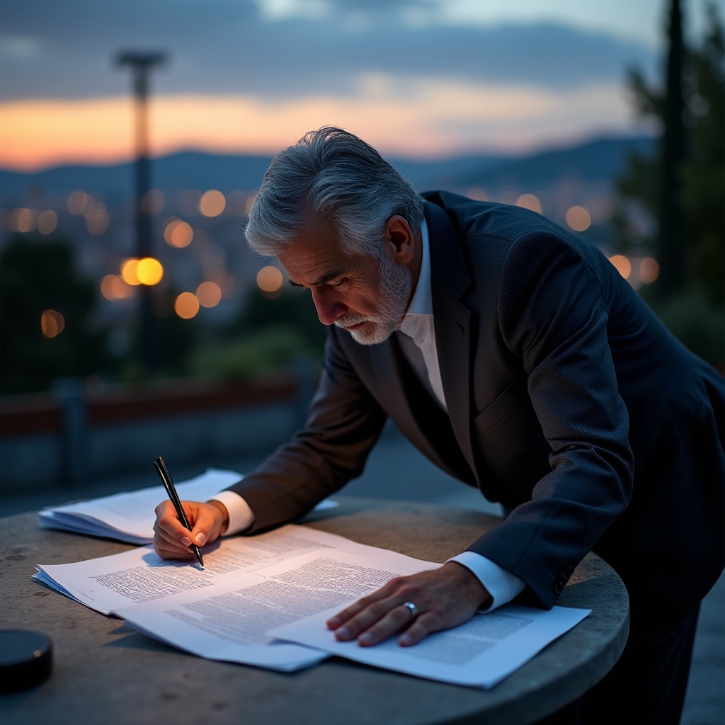 Professionista che legge attentamente un bando di gara pubblica