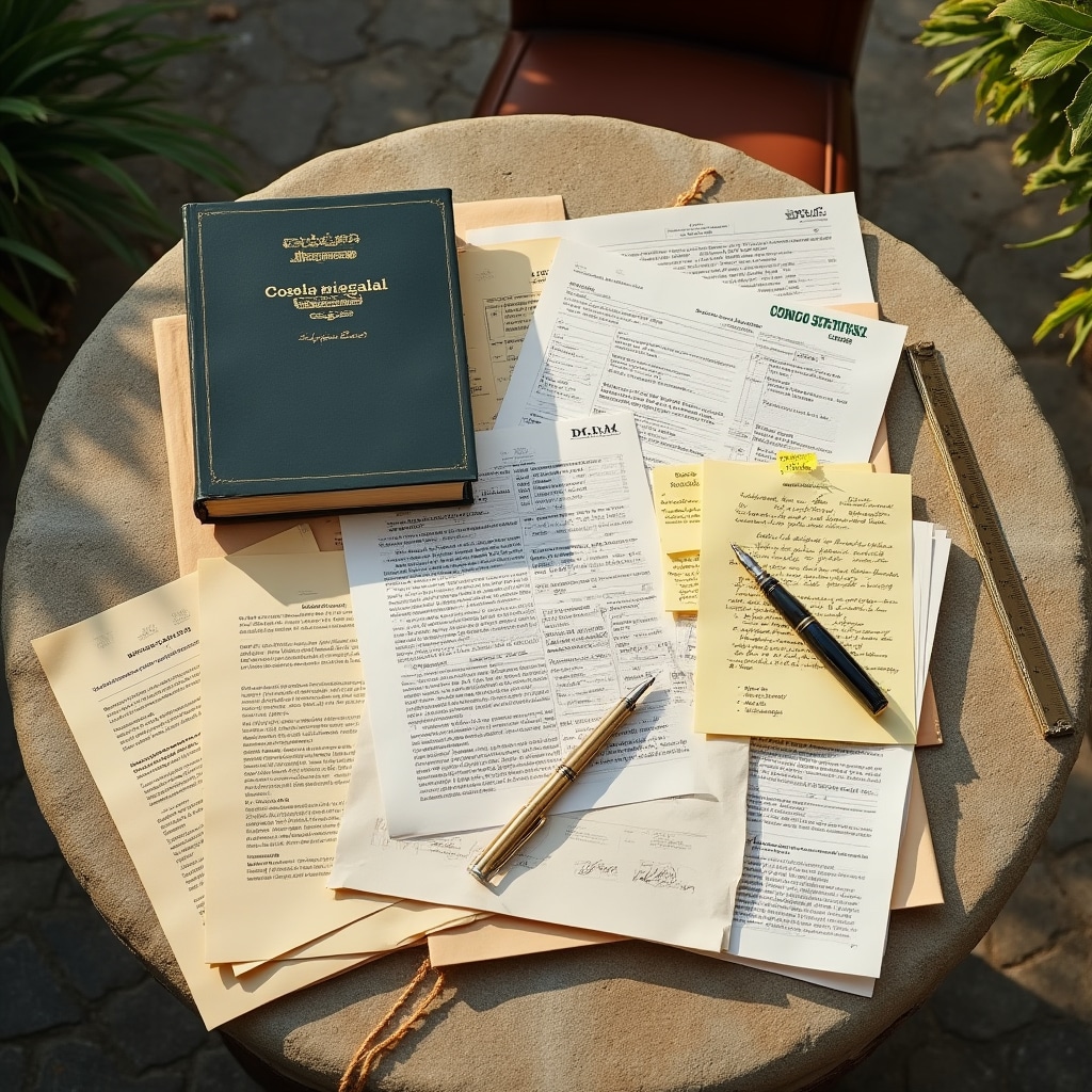 Vista dall'alto di documenti normativi e codice degli appalti italiani